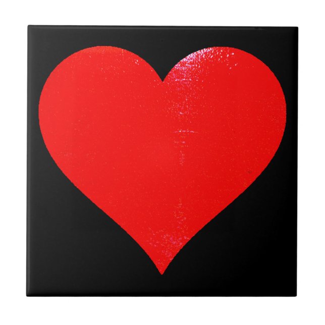 BRIGHT RED HEART  CERAMIC TILE (Front)