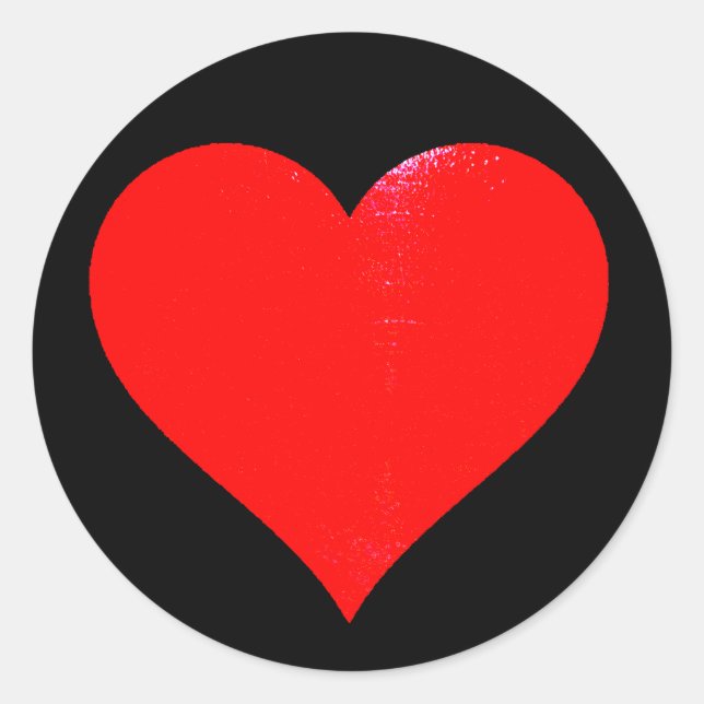 Bright Red Heart  Classic Round Sticker (Front)