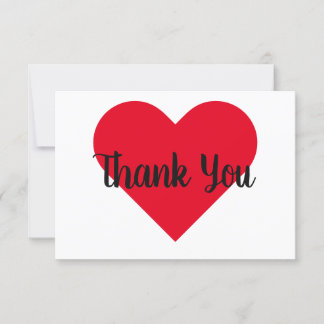 Bright Red Heart Thank You Card