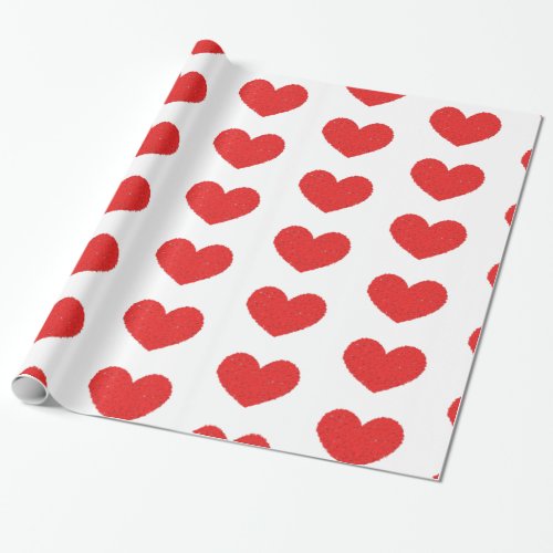 Bright Red Heart Valentines Day Wrapping Paper