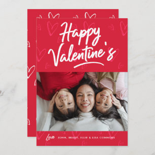 Bright Red Hearts Valentine Day Photo Card