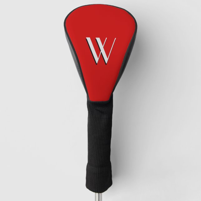 Bright Red Initialed Golf Head Cover (Front)