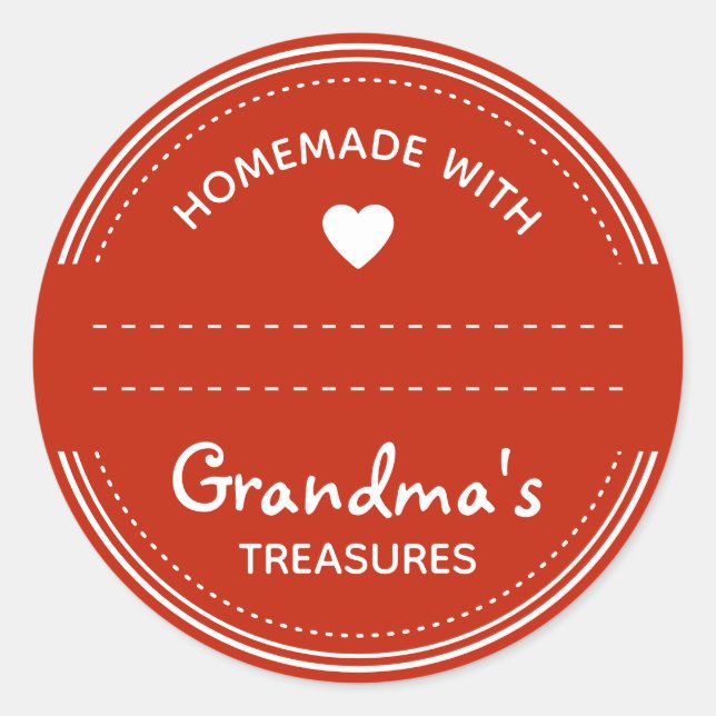 Bright Red Jar Lid Labels Blank Text Box Heart (Front)