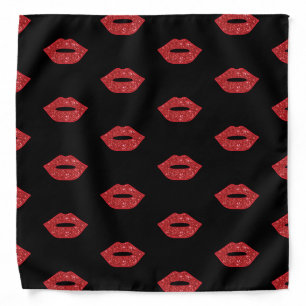 Bright Red Lips Glitter Kisses Elegant Feminine Bandana