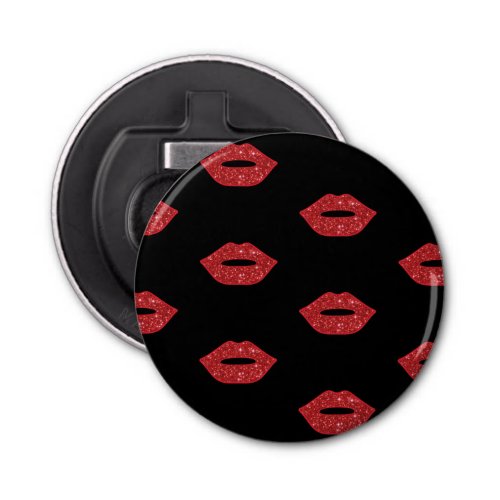 Bright Red Lips Glitter Kisses Elegant Feminine Bottle Opener