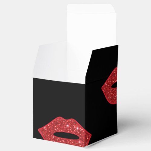 Bright Red Lips Glitter Kisses Elegant Feminine Favor Boxes