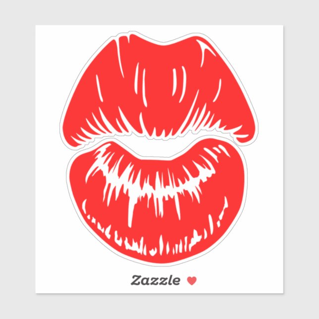 Bright Red Lipstick Kiss Mark Sticker (Sheet)