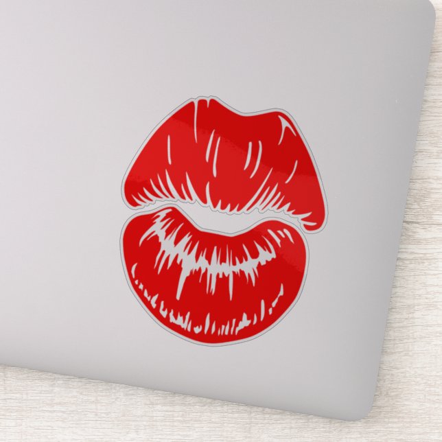 Bright Red Lipstick Kiss Mark Sticker | Zazzle
