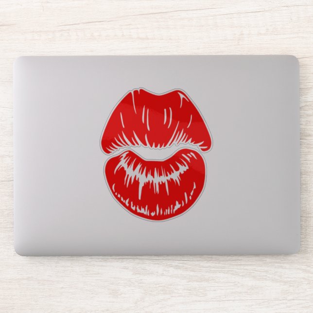 Bright Red Lipstick Kiss Mark Sticker | Zazzle