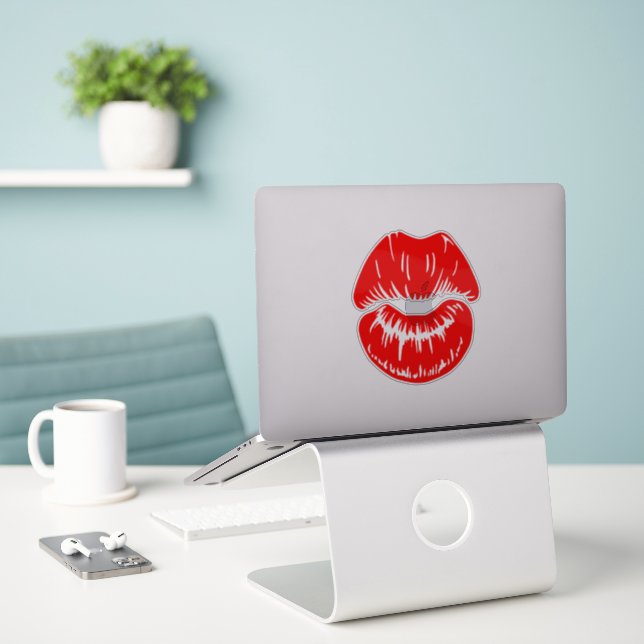 Bright Red Lipstick Kiss Mark Sticker | Zazzle