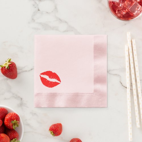 Bright Red Lipstick Kiss Napkins