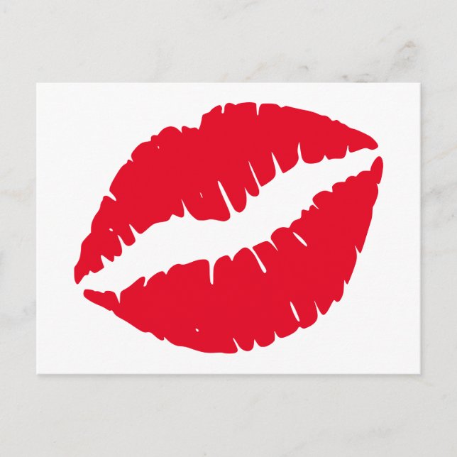 Bright Red Lipstick Kiss White Postcard (Front)