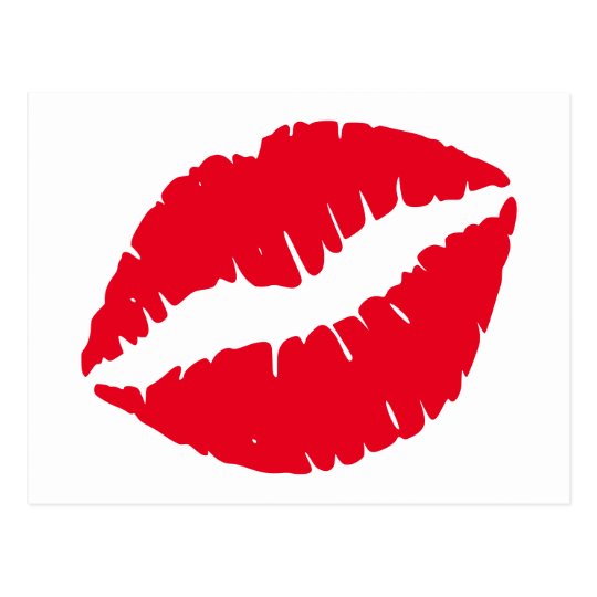 Bright Red Lipstick Kiss White Postcard | Zazzle.com