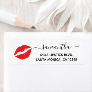 Bright Red Lipstick Label