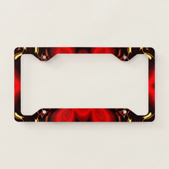 Bright Red Mandala License Plate Frame (Front)