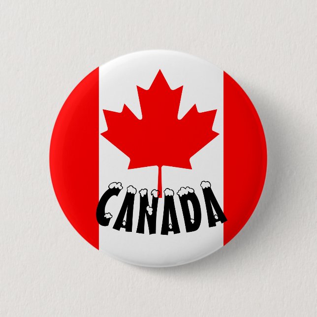 Bright Red Maple Leaf Canada Flag Button (Front)