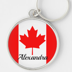 Bright Red Maple Leaf Canada Flag Name Keychain
