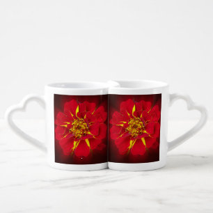 bright red marigold coffee mug set