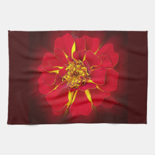 bright red marigold kitchen towel