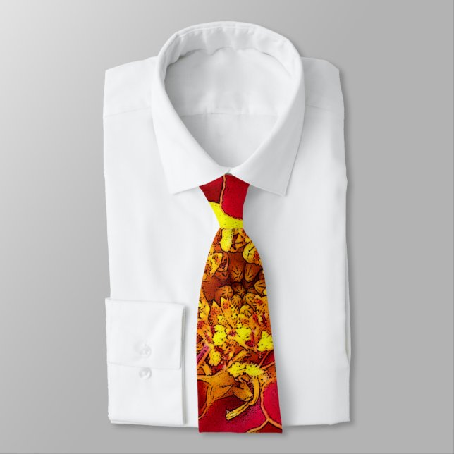 bright red marigold neck tie (Tied)