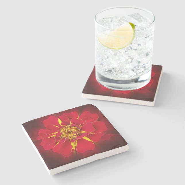 bright red marigold stone coaster (Side)