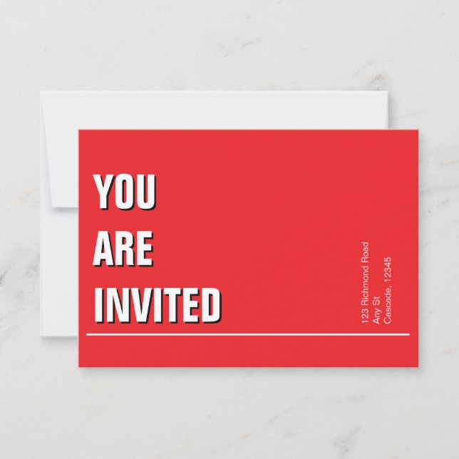 Bright Red Minimal Church Invite (Front)