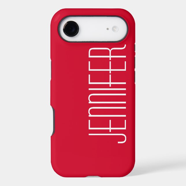 Bright Red, Minimalist Simple Jumbo Giant Big Name Case-Mate iPhone Case (Back)