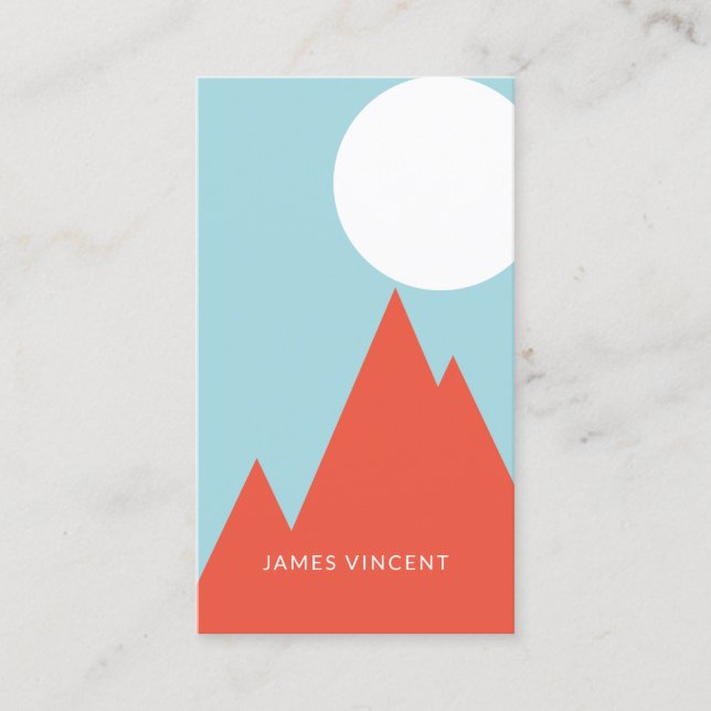 Bright Red Mountains Soft Cyan Business Card (Front)