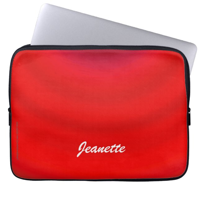 Bright Red, Name, Minimalist Computer Laptop Sleeve (Front)