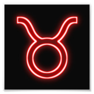 Bright Red Neon - Taurus the Bull Star Sign