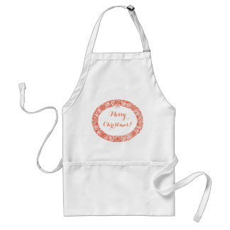 Bright Red on White Christmas Wreath to Customize Adult Apron