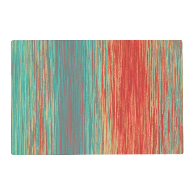 Bright Red Orange and Turquoise Blended Lines Placemat (Front)