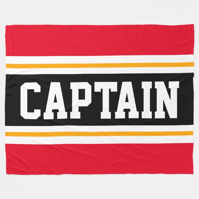Bright Red Orange Black CAPTAIN Racing Stripes Fleece Blanket (Front (Horizontal))