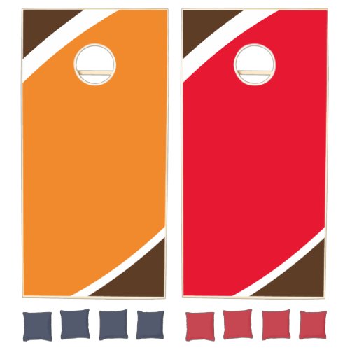 Bright Red Orange Brown Bold Curves Cornhole Set