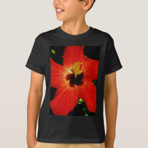 Bright Red Orange  Hibiscus Flower T-Shirt