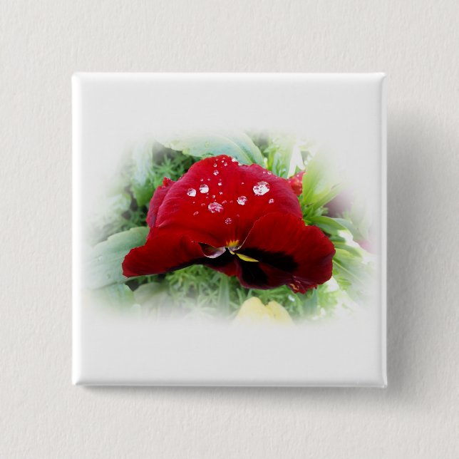 Bright red pansy button (Front)