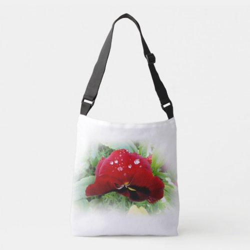 Bright red pansy crossbody bag