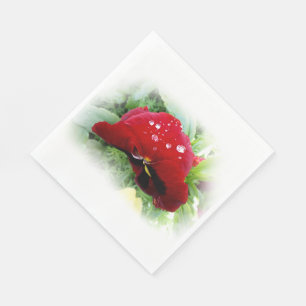 Bright red pansy napkins