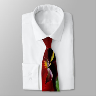 Bright red pansy neck tie