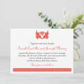 Bright Red Papel Picado Style Love Birds Invitation (Standing Front)