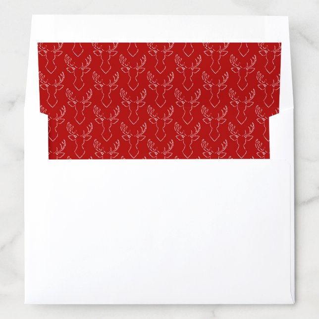 Bright Red Pattern Christmas Holiday Reindeer Enve Envelope Liner (In Envelope)