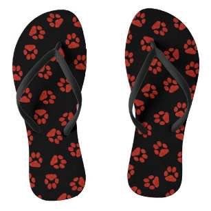 Colored Paw Patterned Brown Dog and Take Supers Written Red Patterned Sandal CAL1301 