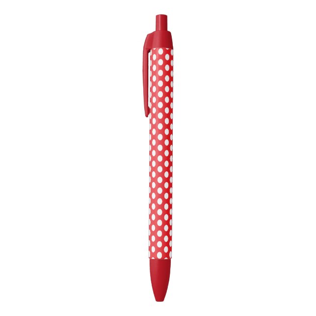 Bright Red Pen with Classy White Dot Pattern Style (Top (Vertical))