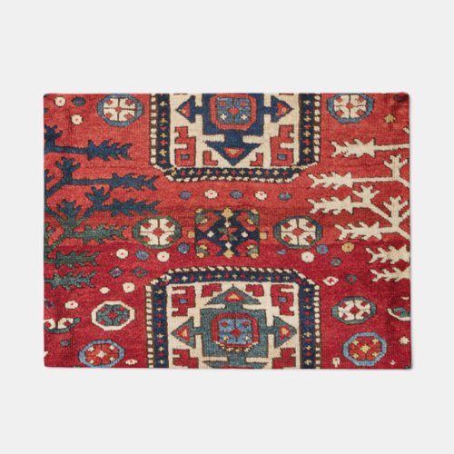Bright Red Persian Geometric Shapes  Doormat