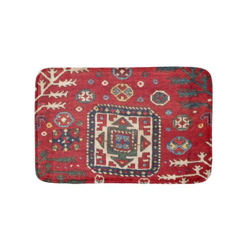 Bright Red Persian II Geometric Shapes  Bath Mat