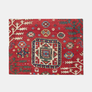 Bright Red Persian II Geometric Shapes Doormat