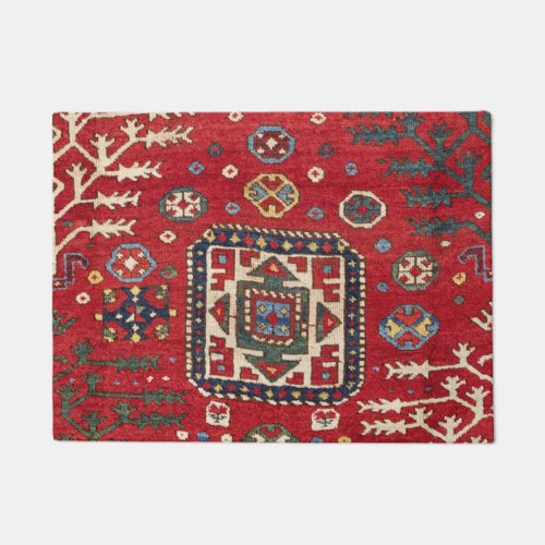 Bright Red Persian II Geometric Shapes  Doormat