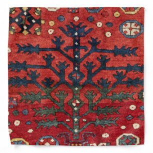 Bright Red Persian III Geometric Shapes  Bandana