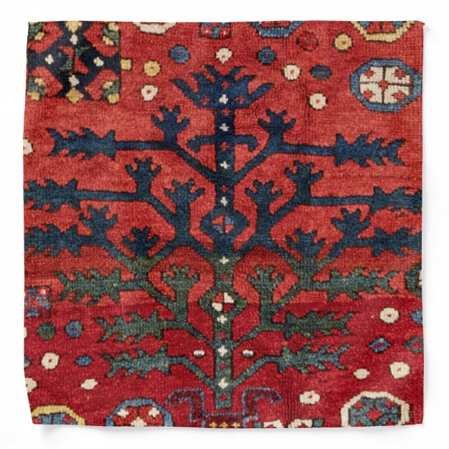 Bright Red Persian III Geometric Shapes  Bandana (Front)