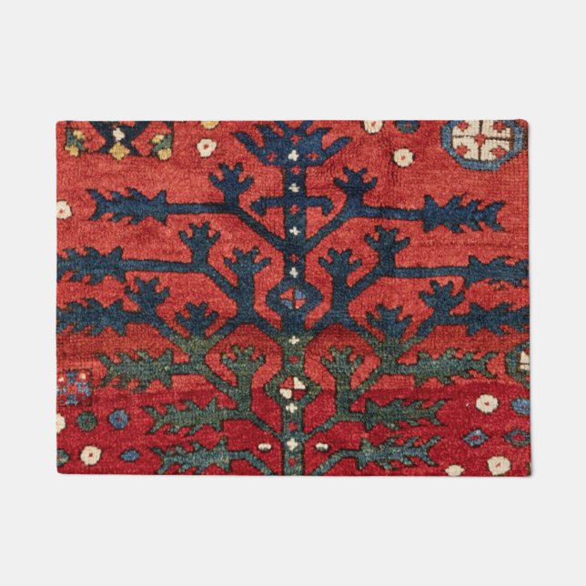 Bright Red Persian III Geometric Shapes  Doormat (Front)